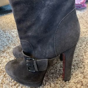 Christian louboutin gray knee high boots.
